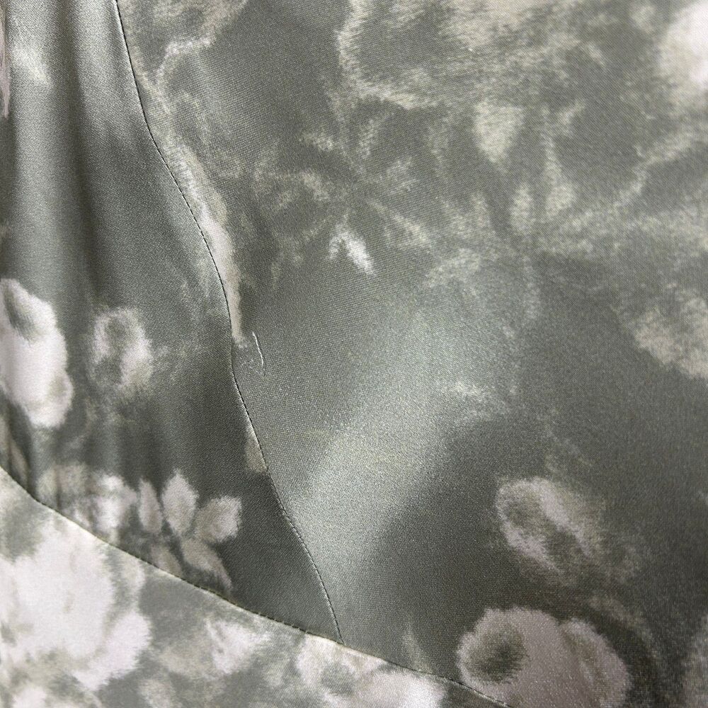 [Flawed] Reformation Vida Dress Satin Ruffle Ruched Maxi Formal Sz 4 Green - Picture 9 of 16